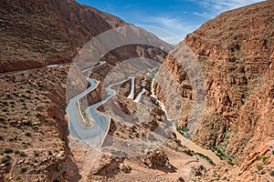 Winding road in Dades gorge, Morocco