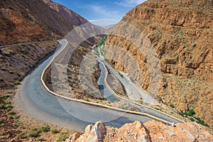 Winding road in Dades gorge, Morocco