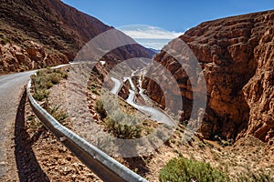 Winding road through DadÃ¨s Gorge in Morocco