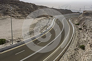 Winding road in desert mountain