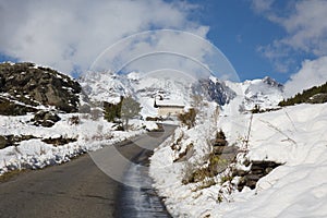 Winding Road in the French Alps in Winter