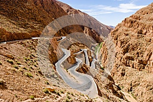 Winding road at Gorges du Dades R704 in Morocco
