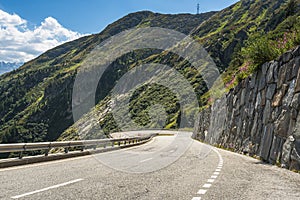 Winding road at Grimsel Pass, Obergoms, Canton of Valais, Switzerland