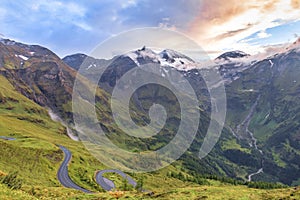 Winding road of Grossglockner alpine pass