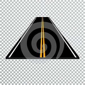 Winding road or highway with markings. Direction, transportation set. Vector illustration
