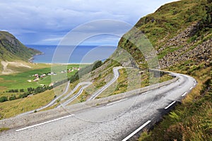 Winding road in Hoddevik, Norway
