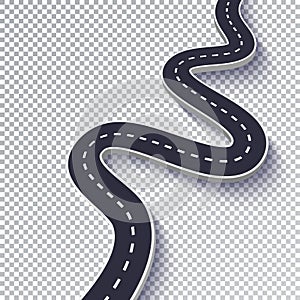 Winding Road Isolated Transparent Special Effect. Road way location infographic template. EPS 10