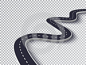 Winding Road Isolated Transparent Special Effect. Road way location infographic template. EPS 10