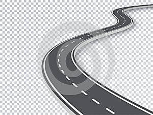 Winding Road Isolated Transparent Special Effect. Road way location infographic template. EPS 10