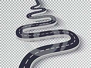 Winding Road Isolated Transparent Special Effect. Road way location infographic template. EPS 10