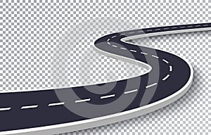 Winding Road Isolated Transparent Special Effect. Road way location infographic template. EPS 10