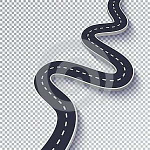 Winding Road Isolated Transparent Special Effect. Road way location infographic template. EPS 10 photo