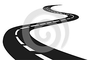 Winding road. Journey traffic curved highway. Road to horizon in perspective