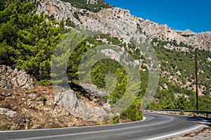 Winding road on the Karpathos Island in Greece