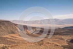 A winding road leads through Death Valley