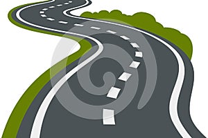 A winding road leaving in perspective. flat vector illustration