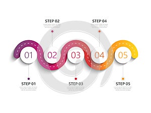 Winding road modern 3D infographic template with a phased structure