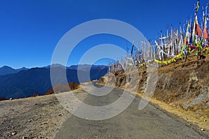 winding road in the mountain at chelela pass, Bhutan