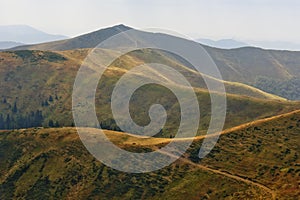 Winding road in a mountain valley.