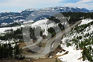 Winding road in mountain washington