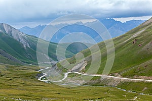 Winding road in mountains