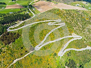 Winding Road on Mountain, Queenstown, New Zealand