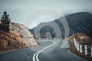 Winding Road through Mountains in Queenstown, Tasmania