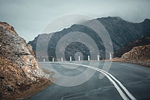 Winding Road through Mountains in Queenstown, Tasmania