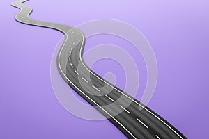 a winding road on a purple background