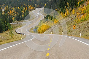 Winding road in river valley