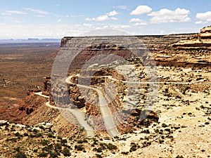 Winding Road on Rugged Desert Rock Formation