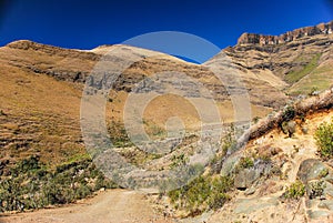 The winding road of Sani Pass, South Africa