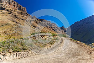 The winding road of Sani Pass, South Africa