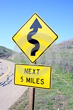 Winding road sign