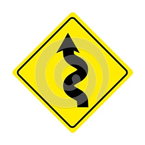 Winding Road Sign. illustration vector of winding road sign
