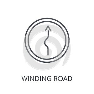 winding road sign linear icon. Modern outline winding road sign