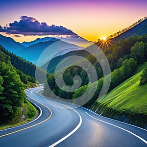 A winding road in the technology generated image
