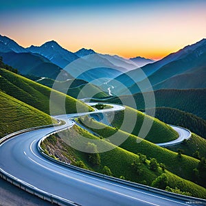 A winding road in the technology generated image