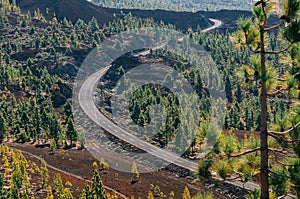 Winding road in Teide National Park, Tenerife