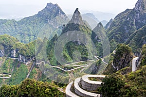 The winding road of Tianmen Mountain, Zhangjiajie National Park