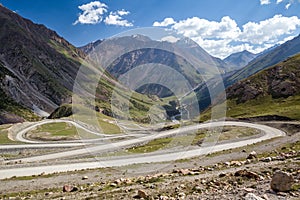 Winding road in Tien Shan mountains