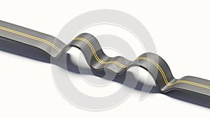 Winding road timeline concept. Strategy solution concept. Business roadmap 3d rendering