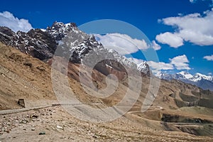 Winding road to mountain pass