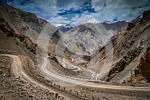 Winding road to mountain pass