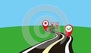 Winding road to success with pin pointers, Timeline template
