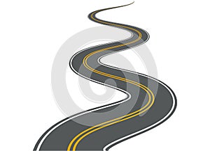 Winding road vector highway path long street asphalt isolated perspective road way journey illustration