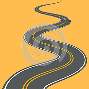 Winding road vector highway path long street asphalt isolated perspective road way journey illustration