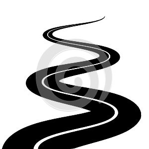 Winding road vector highway path long street asphalt isolated perspective road way journey illustration