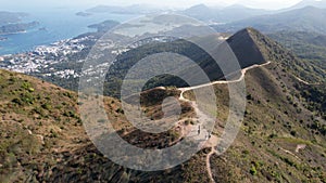 Winding road on  Wan kuk shan landscape in Sai Kung