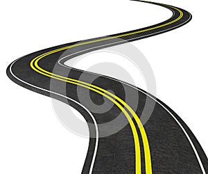 Winding Road on white - 3D illustration